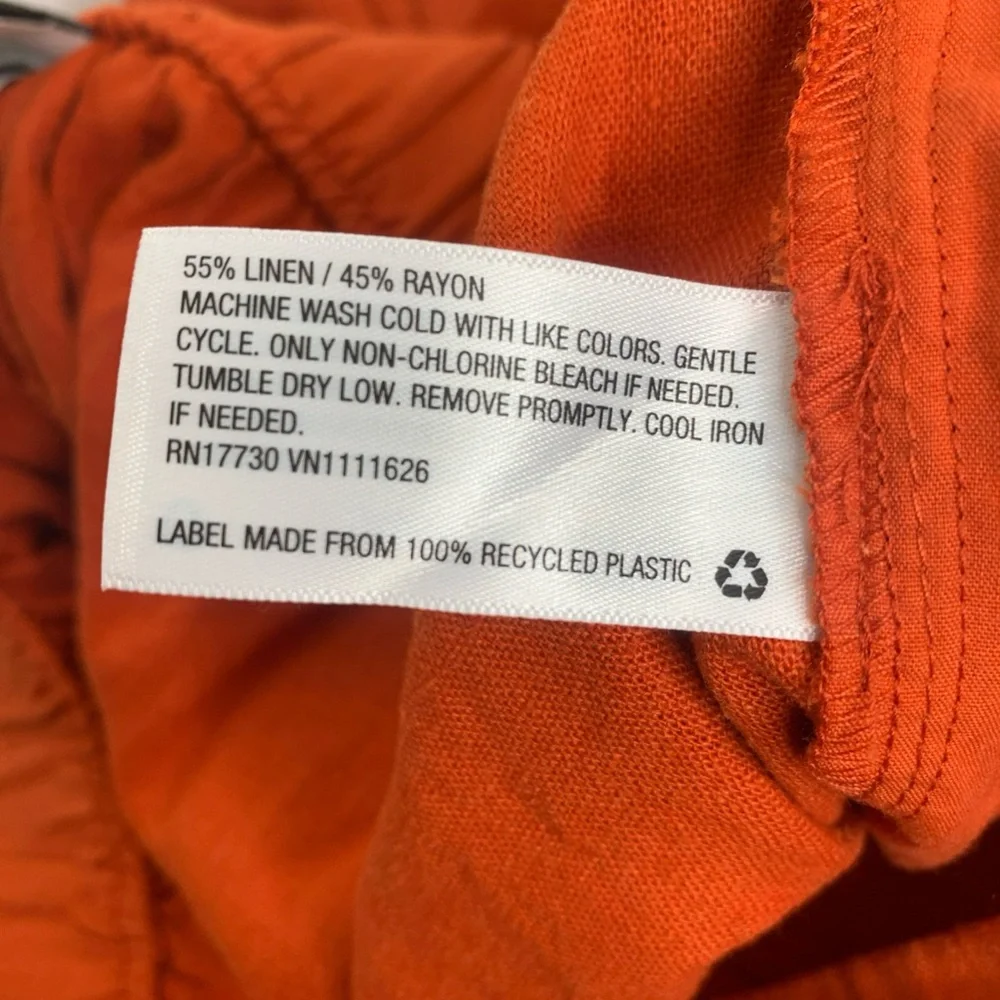 AVA & VIV SIZE 1X NEW LINEN BLEND SHORTS ORANGE RUST BELTED